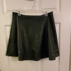 Black Faux Leather Skater Skirt
